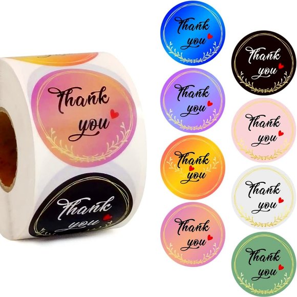 3/$15 NWT 50 ct Thank You Round Labels 1.5" Office Mail STICKERS SHIP MAIL - Picture 2 of 6
